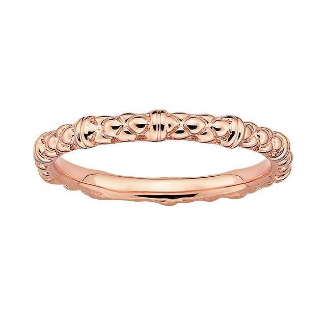 Stacks & Stones 18k Rose Gold Over Silver Textured Stack Ring, Womens Pink Product Image