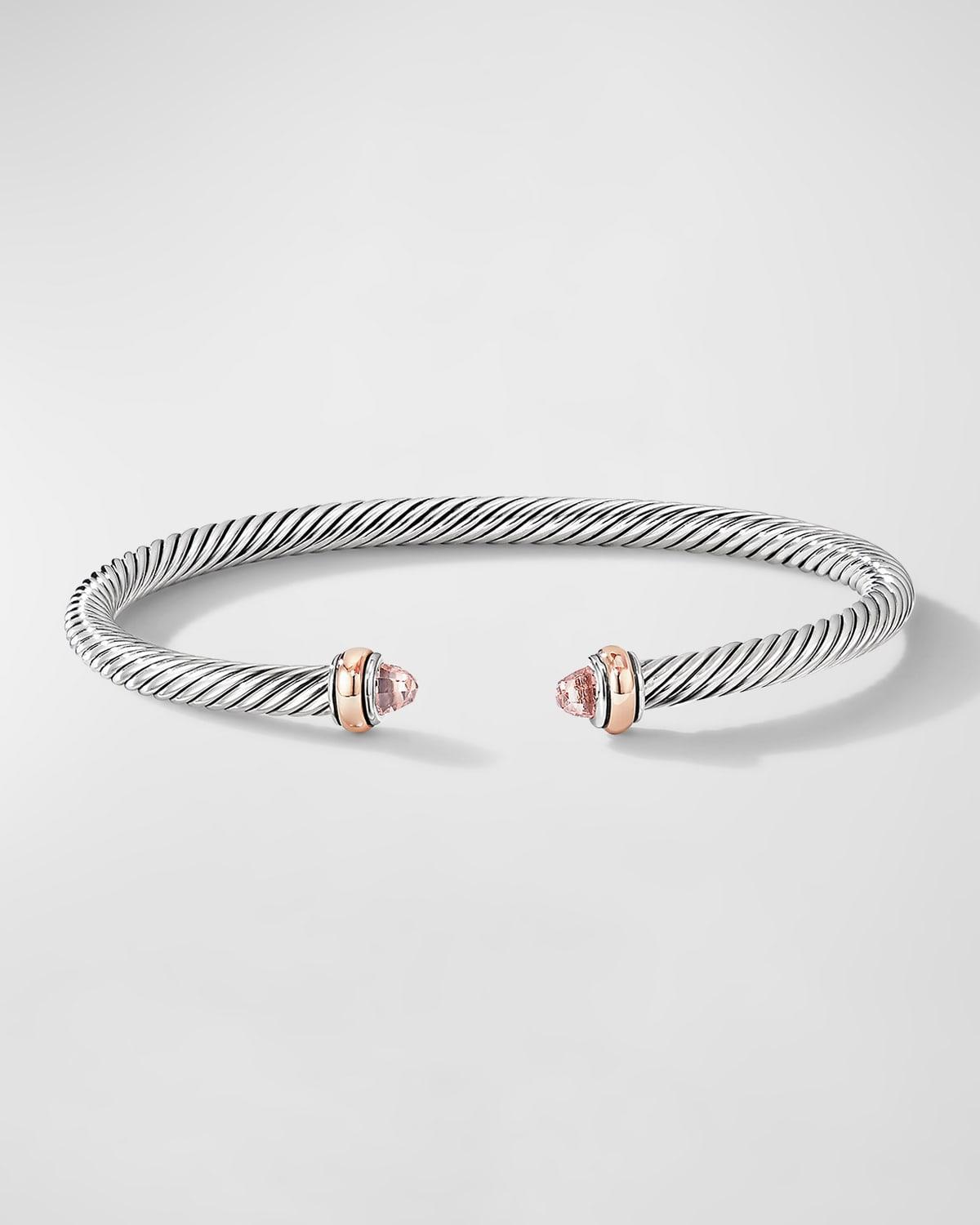 Womens Cable Classics Color Bracelet with Morganite and 18K Rose Gold Product Image