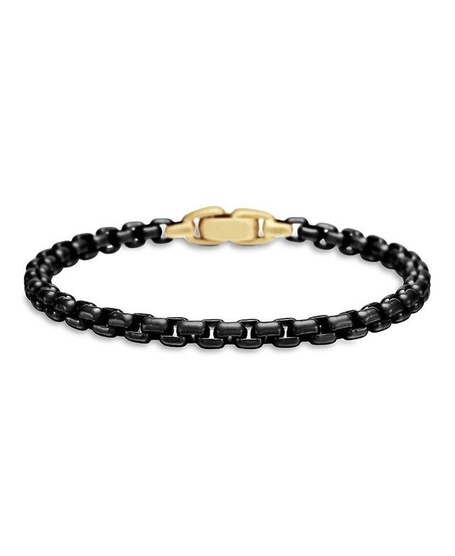 David Yurma Mens Box Chain Bracelet in Stainless Steel with 14K Yellow Gold, 5mm Product Image