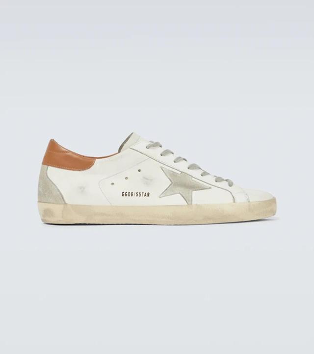 GOLDEN GOOSE Super-stars Sneakers With Brown Heel Tab In White Ice Brown Product Image