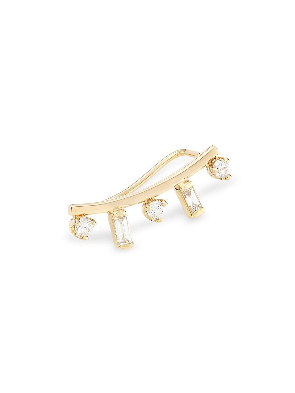 Womens Paris 14K Gold & Diamond Small Curved Bar Right Ear Shield Product Image