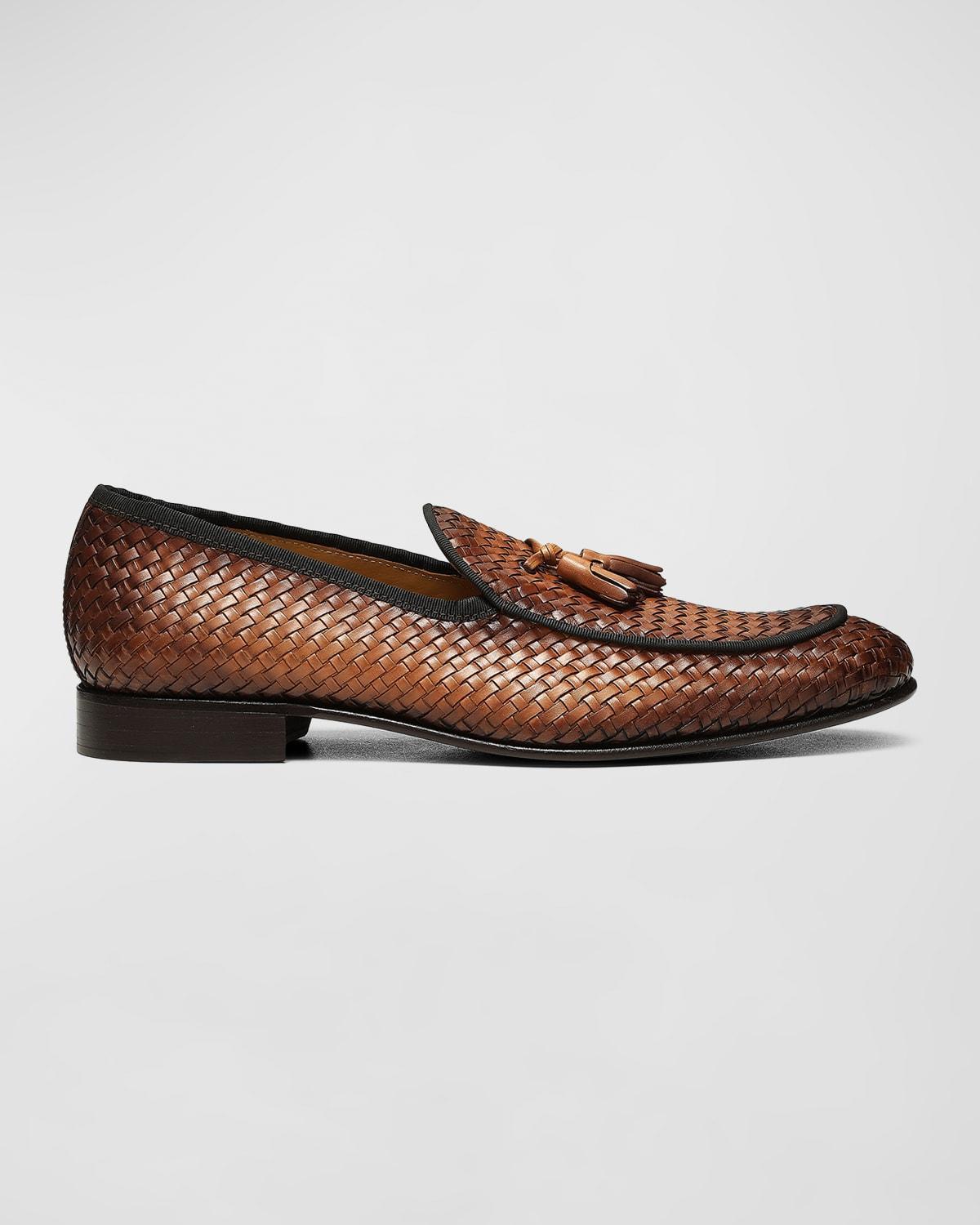 Men's Spirro Woven Leather Tassel Loafers Product Image