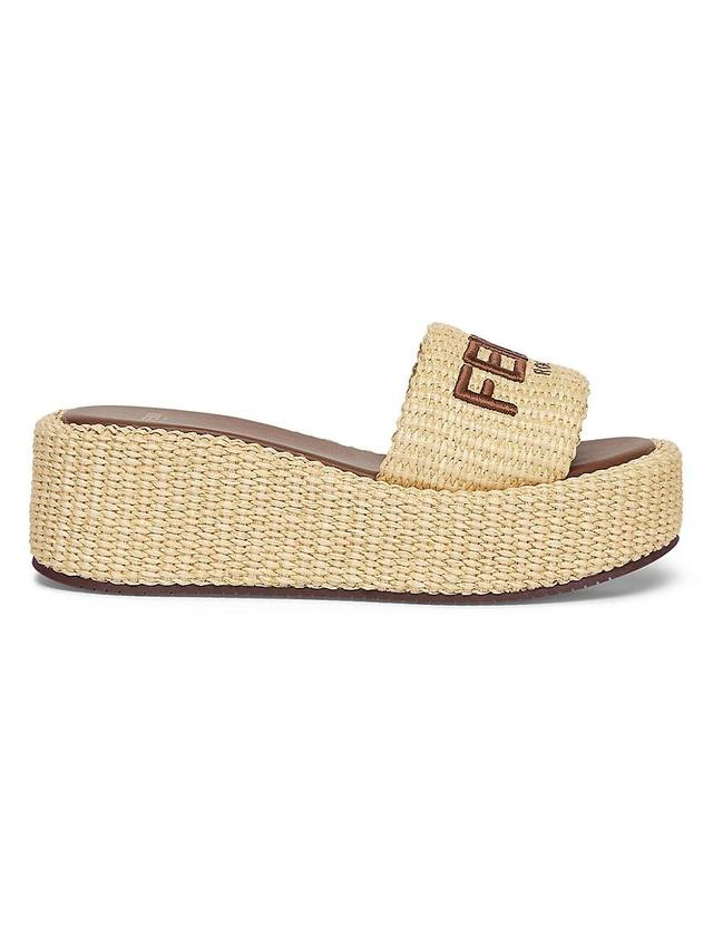 Womens Sunshine 65MM Raffia Platform Slides Product Image