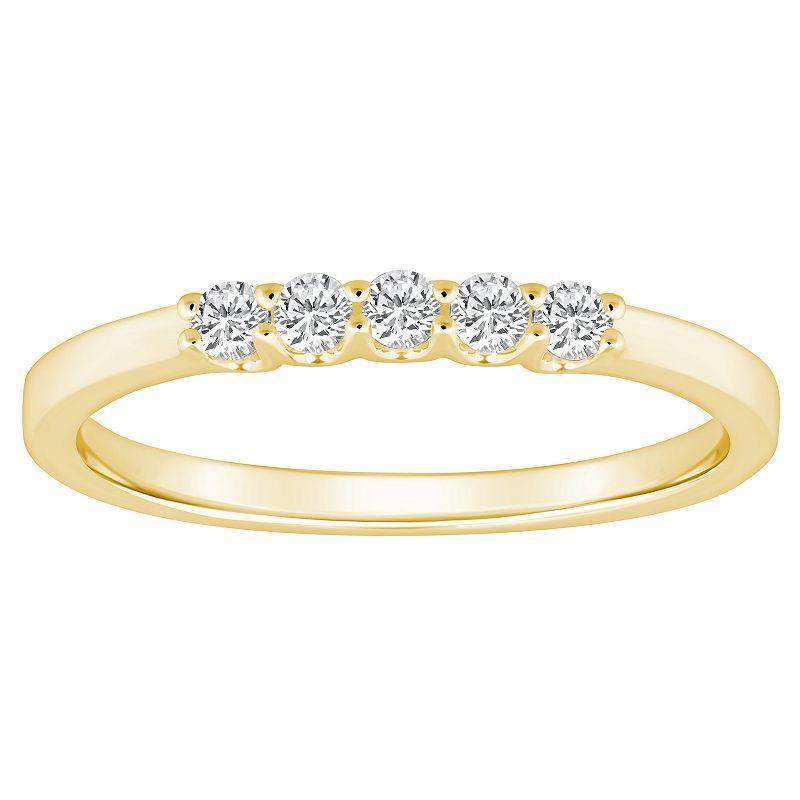 Alyson Layne 14k Gold 1/4 Carat T.W. Diamond 5-Stone Wedding Band, Womens Yellow Product Image