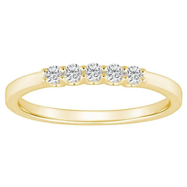 Alyson Layne 14k Gold 1/4 Carat T.W. Diamond 5-Stone Wedding Band, Womens Yellow Product Image