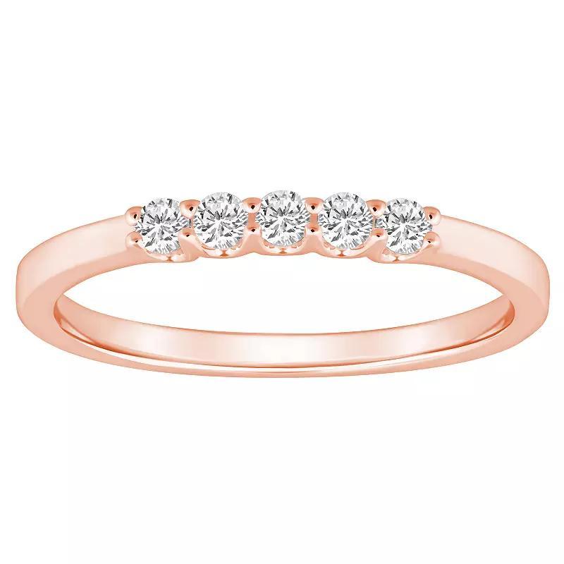 Alyson Layne 14k Gold 1/4 Carat T.W. Diamond 5-Stone Wedding Band, Womens Pink Product Image