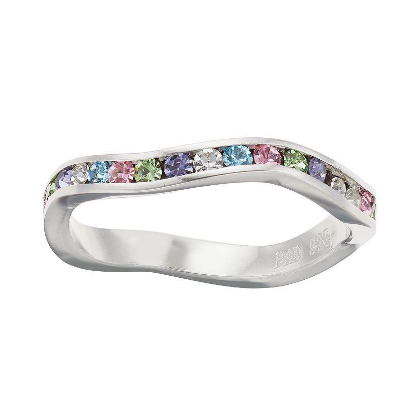 Brilliance Rainbow Wavy Ring with Crystal, Womens Multicolor Product Image