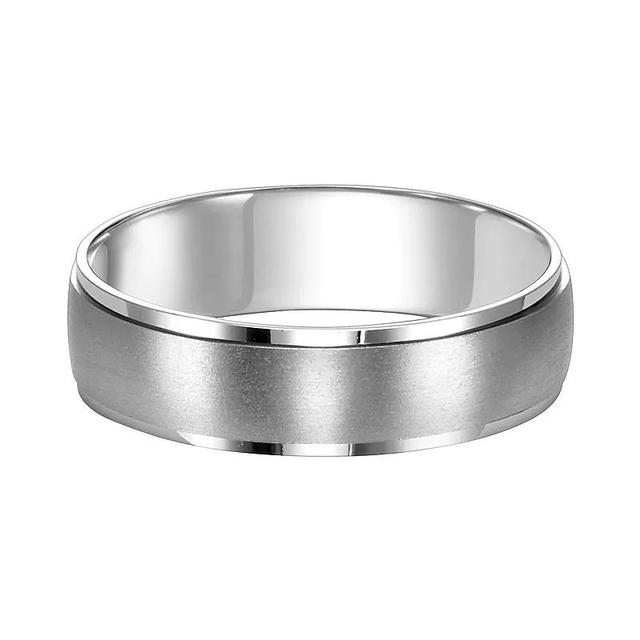 Mens AXL 14k White Gold Flat Edge Wedding Band Product Image