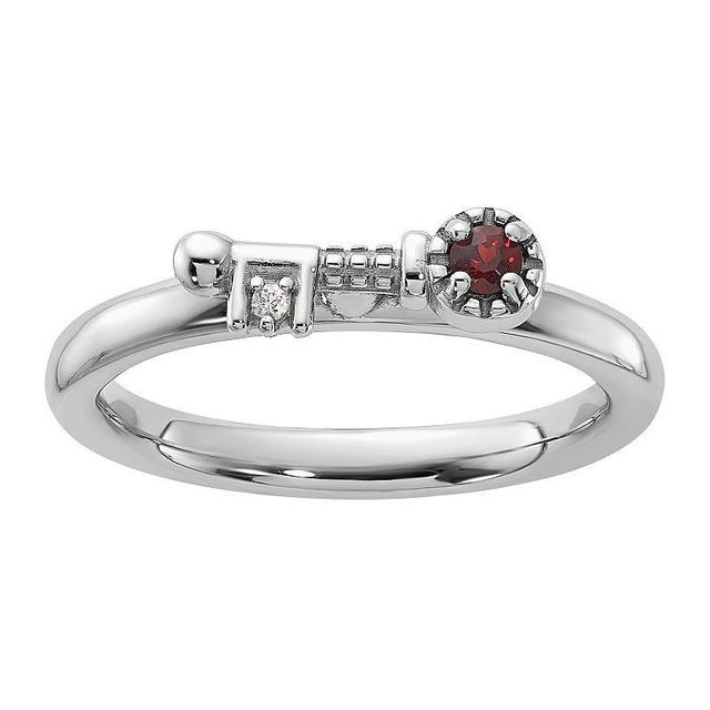 Stacks & Stones Sterling Silver Stackable Gemstone Key Ring, Womens Red Product Image