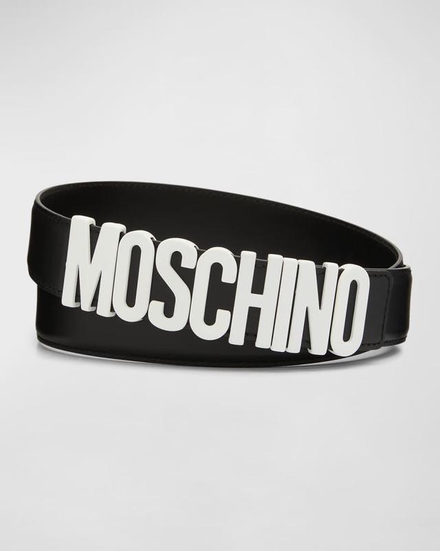 Men's Metal Logo Leather Belt Product Image