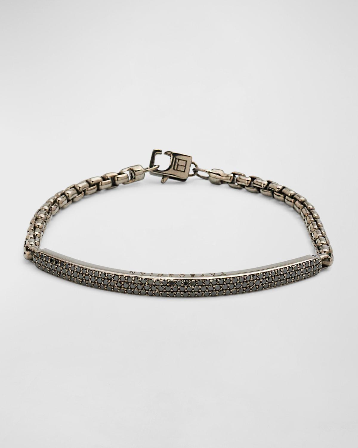 Tateossian Men's Pavé Black Diamond Chain Bracelet, Large - Size: LARGE - SILVER Product Image