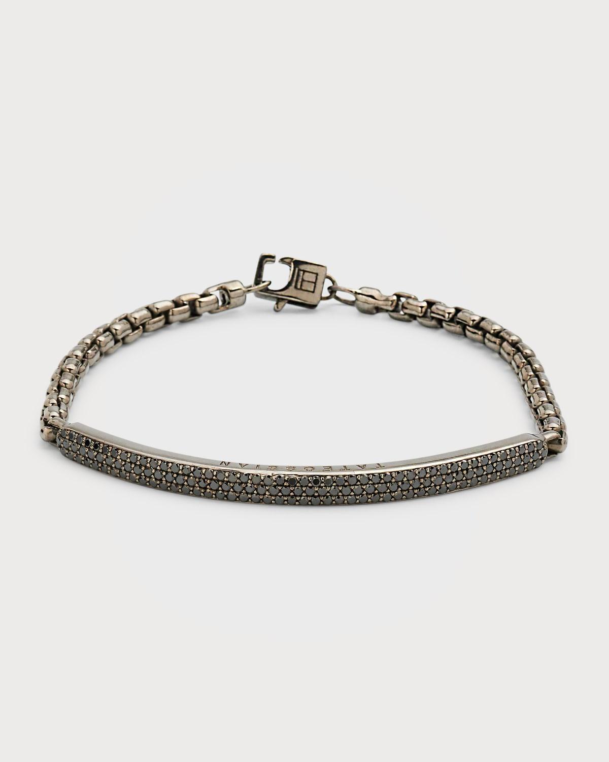 Tateossian Men's Pavé Black Diamond Chain Bracelet, Large - Size: LARGE - SILVER Product Image