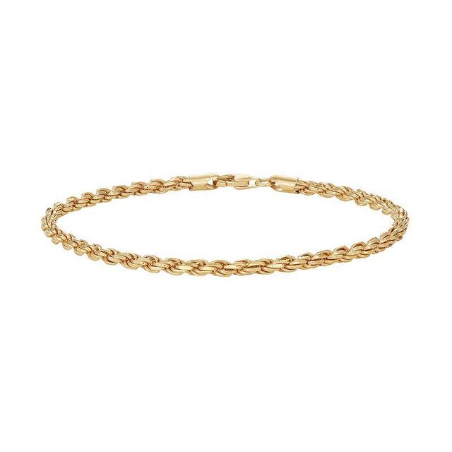 Mens Sterling Silver Rope Chain Bracelet, Size: 8.5, Yellow Product Image