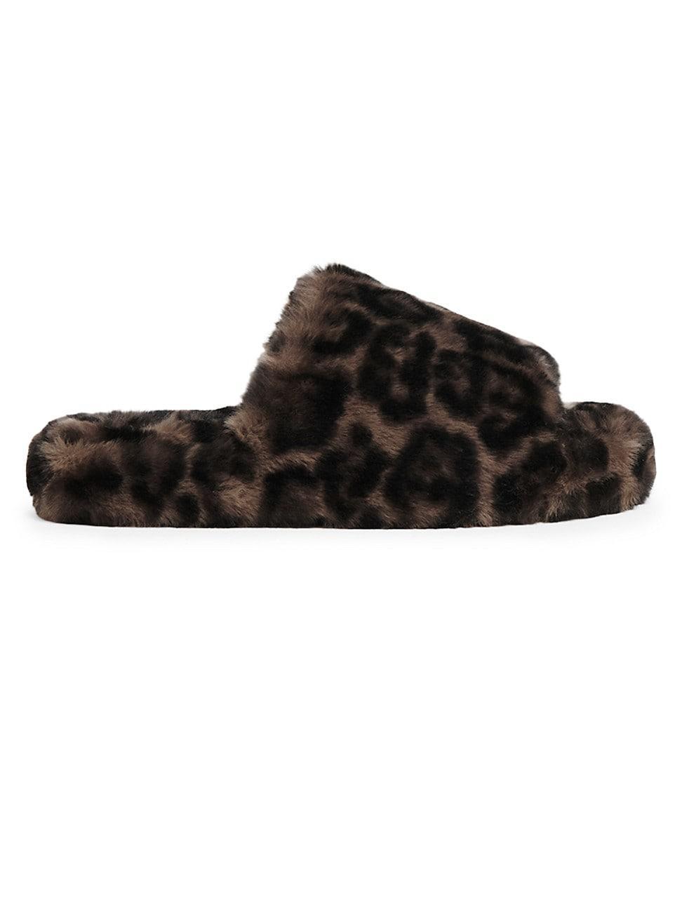 Womens Dillon Leopard Faux Fur Slides product image