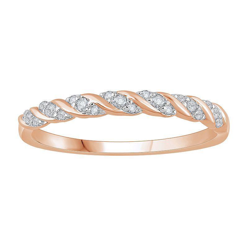 10k Rose Gold 1/8 Carat T.W. Diamond Stream Stackable Ring, Womens Pink Product Image