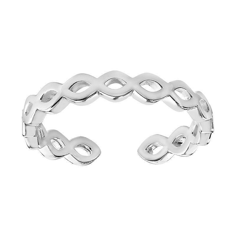 Primrose Sterling Silver Braided Toe Ring, Women's, Grey - Size: One Size Product Image