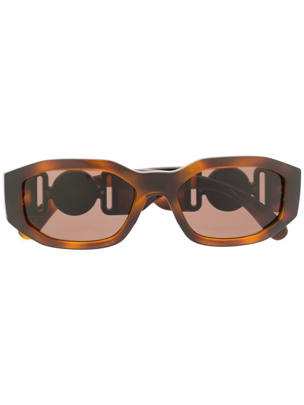 VERSACE Hexad Signature Sunglasses In Brown Product Image