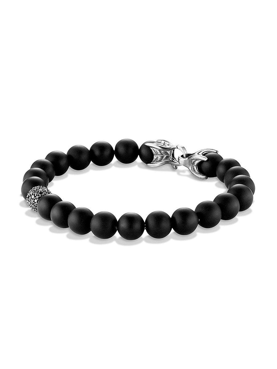 Mens Spiritual Beads Bracelet in Sterling Silver Product Image