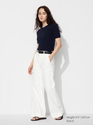 Womens Wide Trouser Jeans White Large UNIQLO US product image