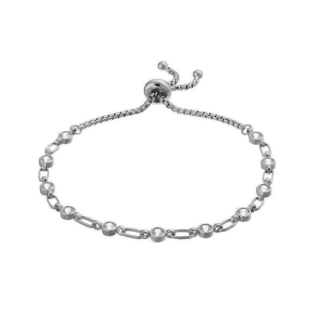 Kristen Kesho Sterling Silver Lab-Created White Sapphire Tennis Adjustable Bolo Bracelet, Womens Product Image