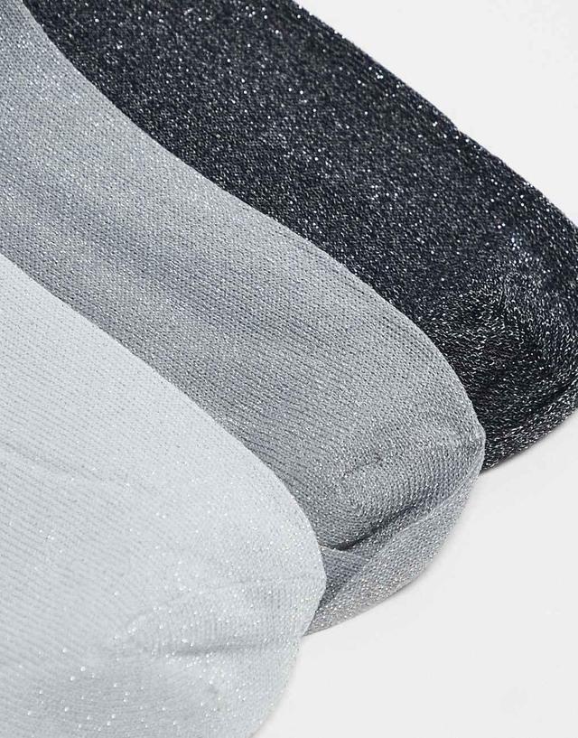 Pieces 3-pack glitter socks in gray mix Product Image