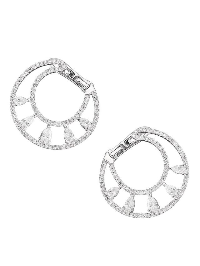 Womens 14K White Gold & 2.09 TCW Diamond Hoop Earrings Product Image