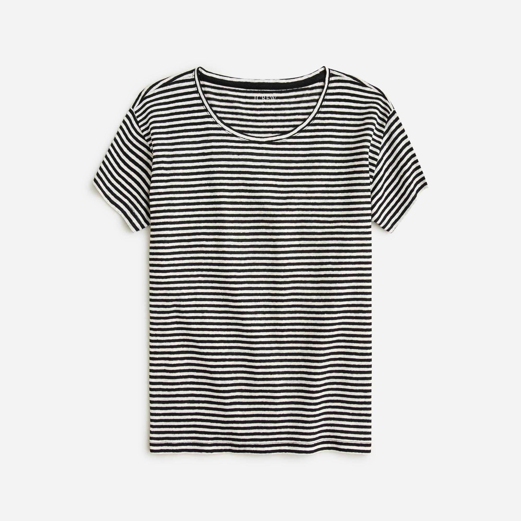 Relaxed linen T-shirt in stripe Product Image