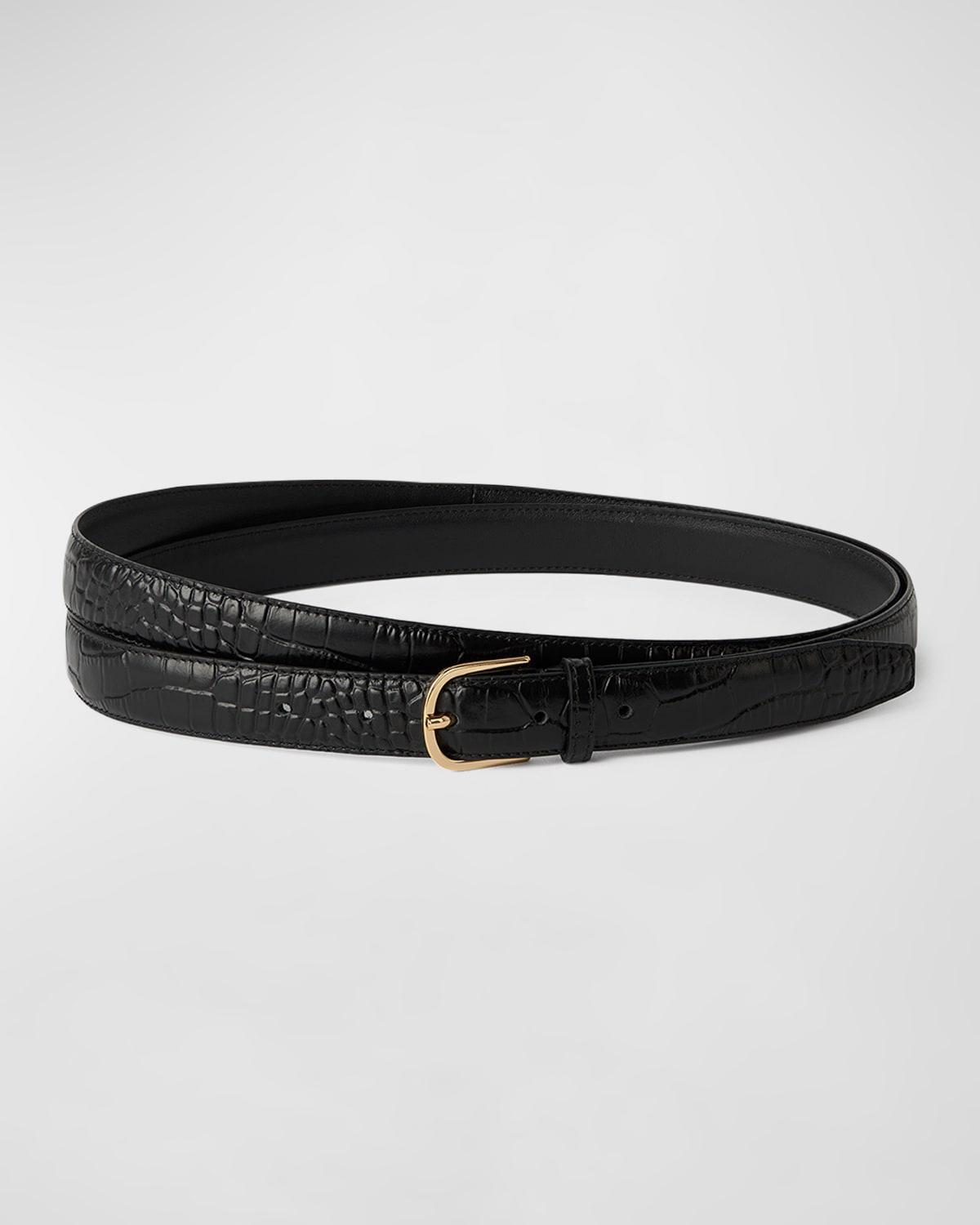 Womens Wrap Crocodile-Embossed Leather Belt Product Image