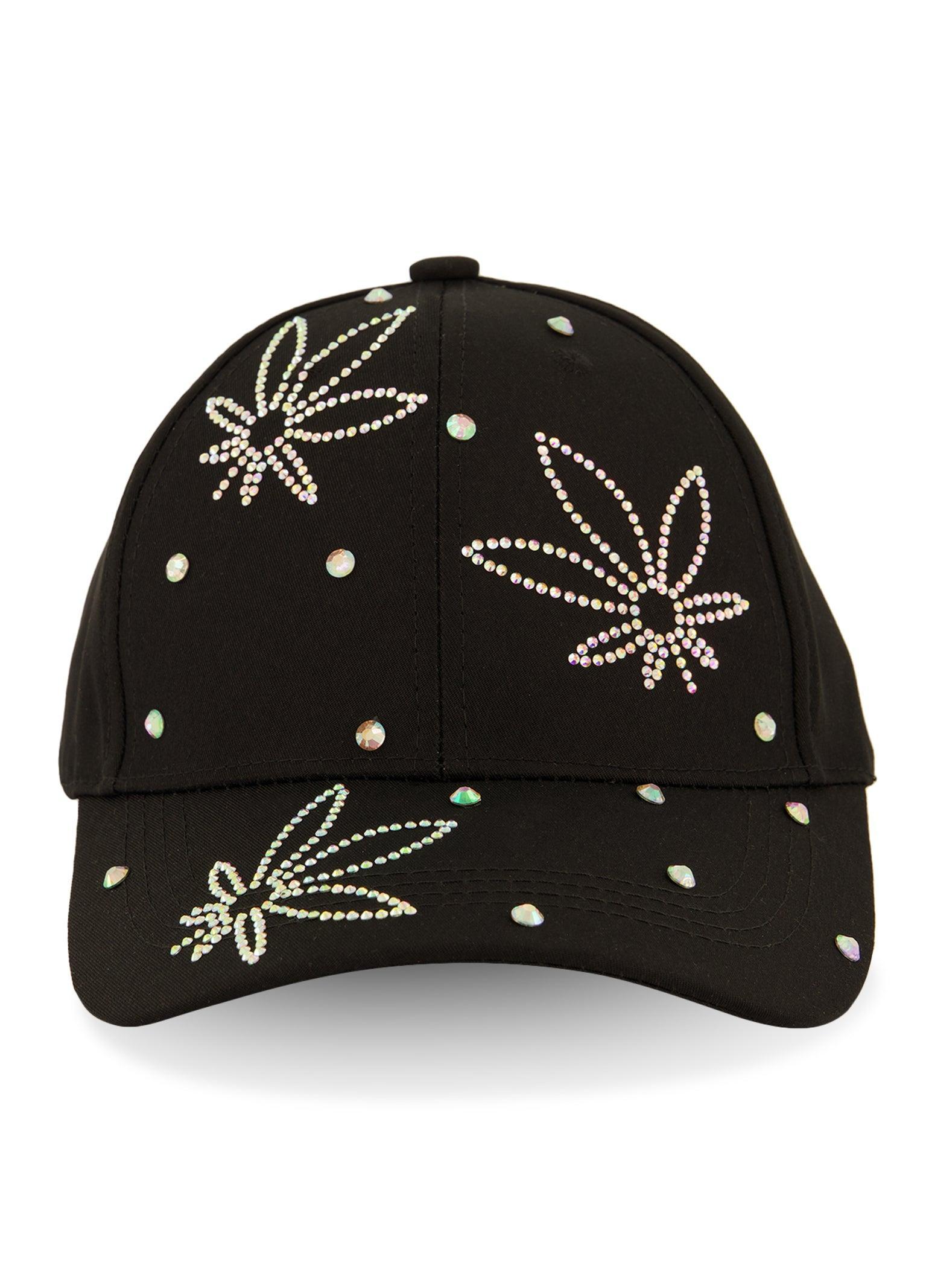 Womens Flower Rhinestone Baseball Cap Product Image