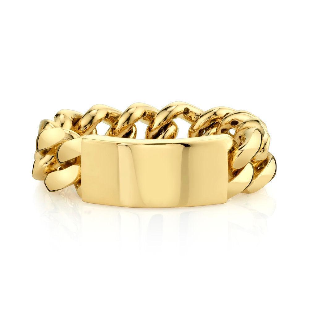 MEN'S SOLID GOLD ID FLAT LINK RING Male Product Image