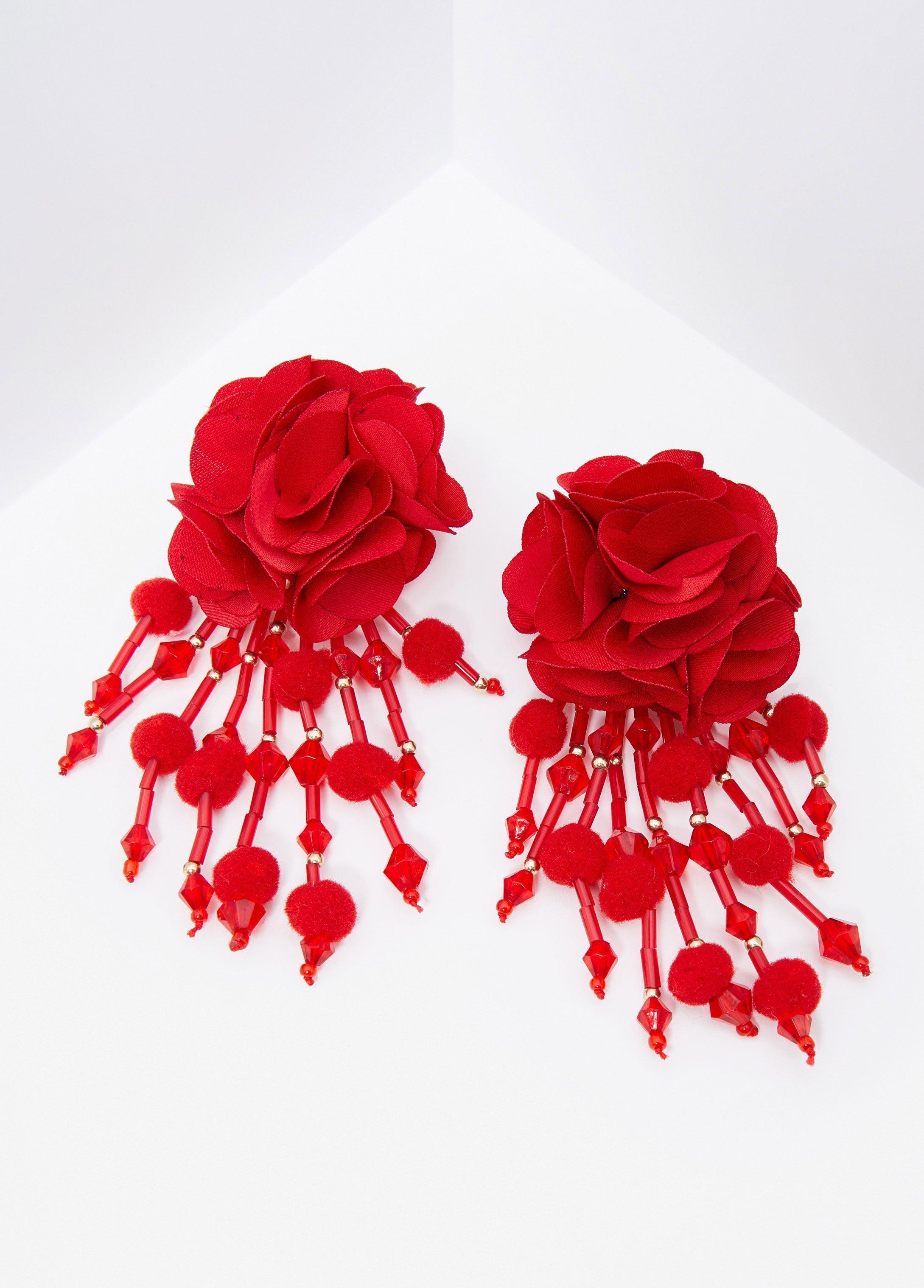 Fringed Floral Drop Earrings Product Image