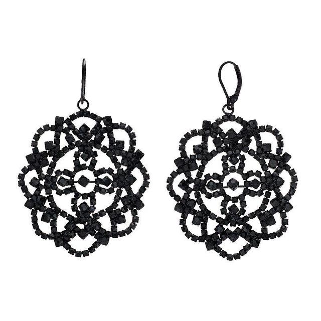 Simply Vera Vera Wang Lace Pattern Simulated Stone Drop Earrings, Womens, Black Product Image