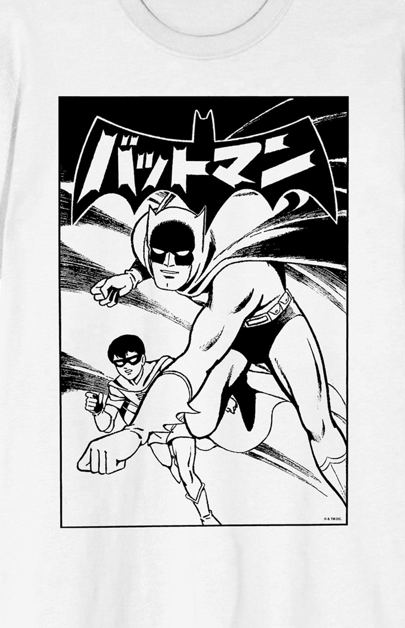 Mens Batmanga Manga Cover Art Short Sleeve Graphic Tee Product Image