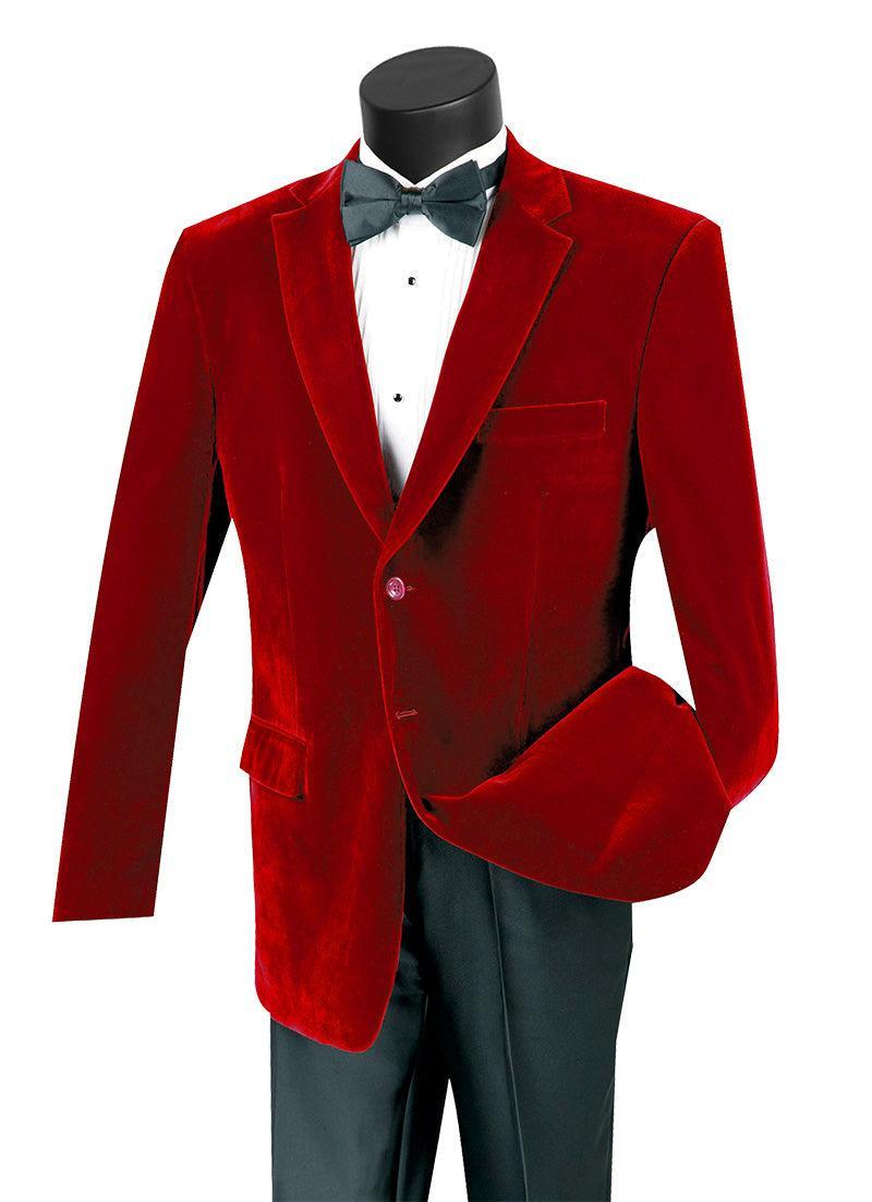 Velvet Regular Fit Fashion Jacket in Red Product Image