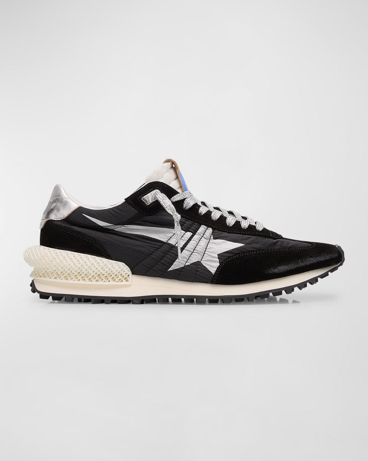 Men's Marathon Nylon and Suede Runner Sneakers Product Image