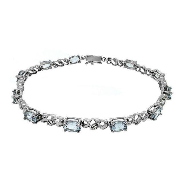 10k White Gold Aquamarine & Diamond Bracelet, Womens 10k Gold Product Image