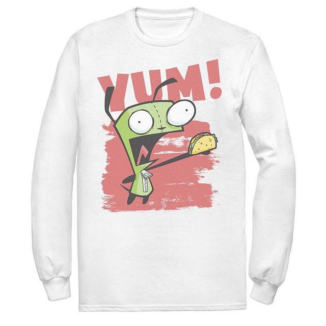 Mens Nickelodeon Invader Zim Gir Screaming Yum! Taco Portrait Long Sleeve Graphic Tee Product Image