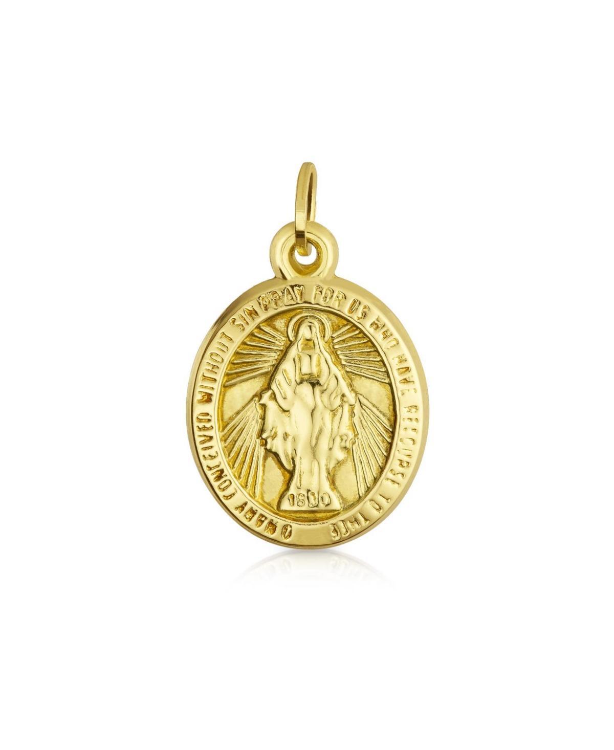 Yellow Real 14K Gold Guadalupe Holy Mother the Virgin Mary Religious Medallion Oval Medal Pendant Necklace For Women No Chain Product Image