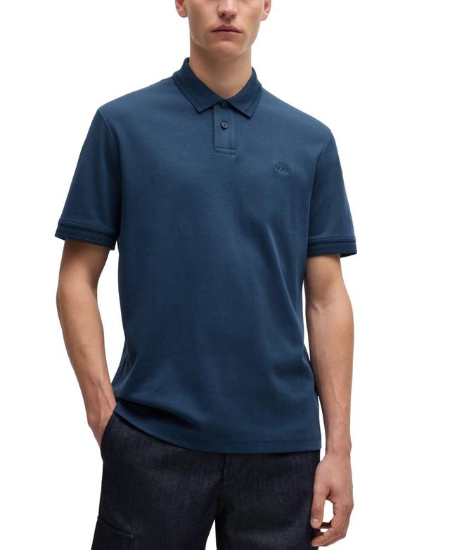 Mens Interlock-Cotton Polo Shirt with Logo Print Product Image