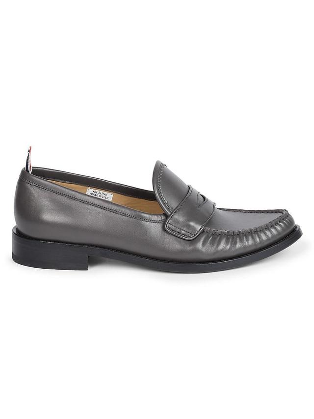 Mens Pleated Varsity Leather Penny Loafers Product Image