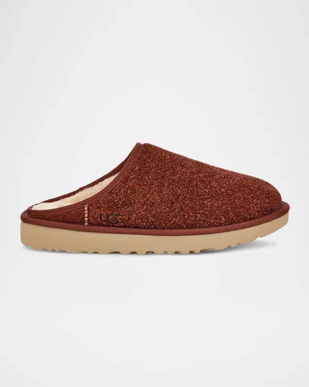 UGG Men's Classic Slip-on Shaggy Suede Slippers In Red Product Image