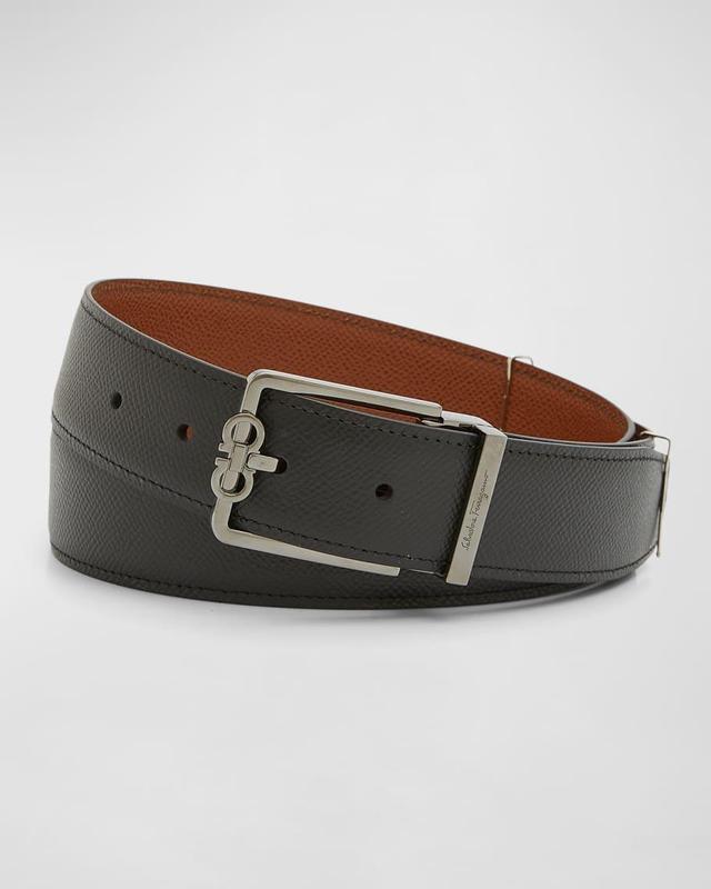 Men's Double Adjustable Reversible Leather Belt Product Image