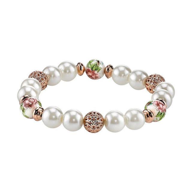 1928 Bead & Flower Stretch Bracelet, Womens, Multicolor Product Image