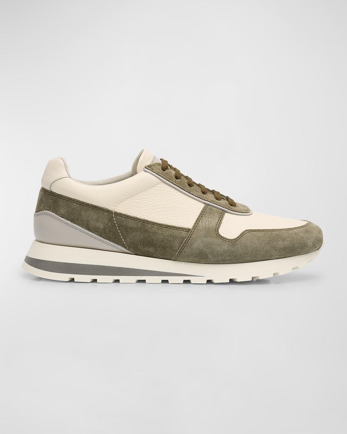 Men's Leather and Suede Runner Sneakers Product Image