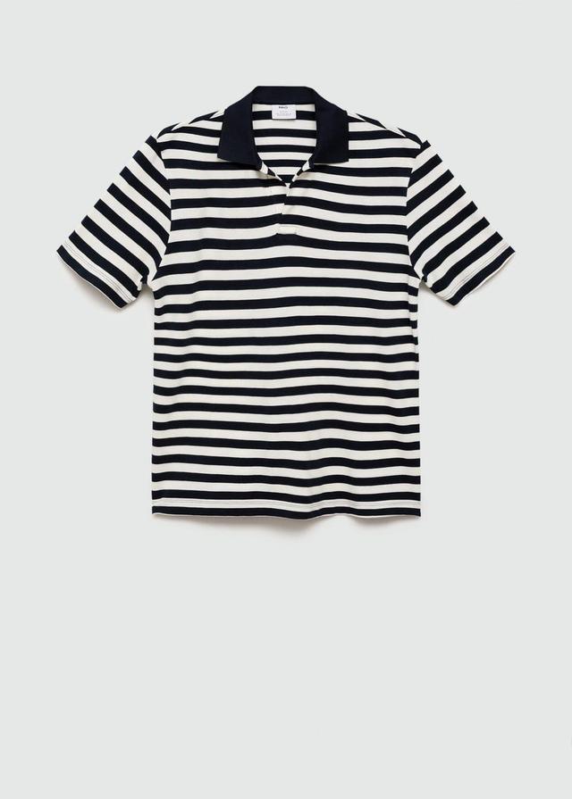 MANGO MAN - Regular fit striped piquÃ© cotton polo shirt dark navyMen Product Image