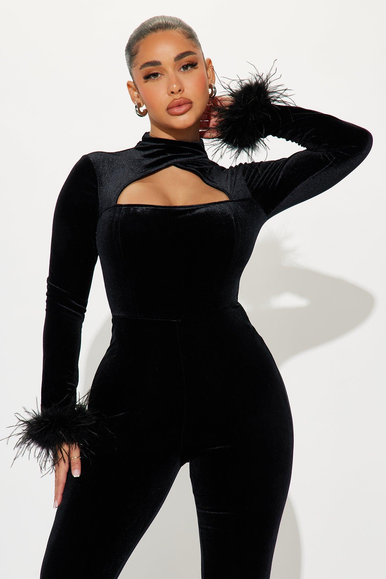 Denise Velvet Jumpsuit - Black Product Image