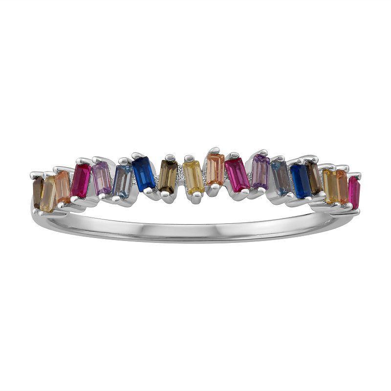 OLIVIA AND HARPER Sterling Silver Multi-Color Cubic Zirconia & Lab-Created Ruby Ring, Womens Product Image