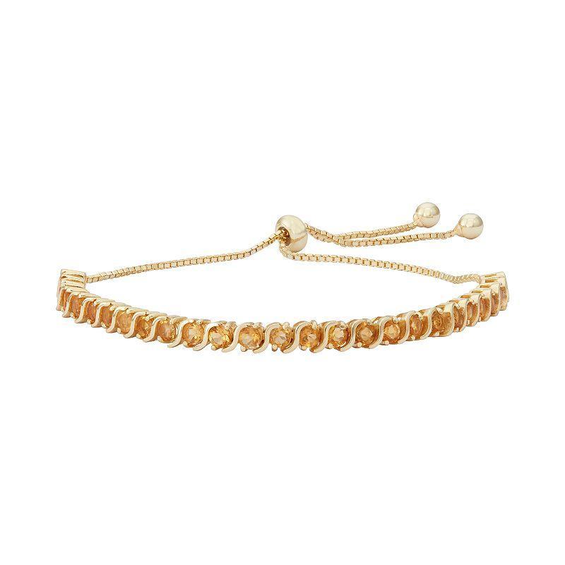 14k Gold Over Silver Citrine S-Link Lariat Bracelet, Womens Orange Product Image