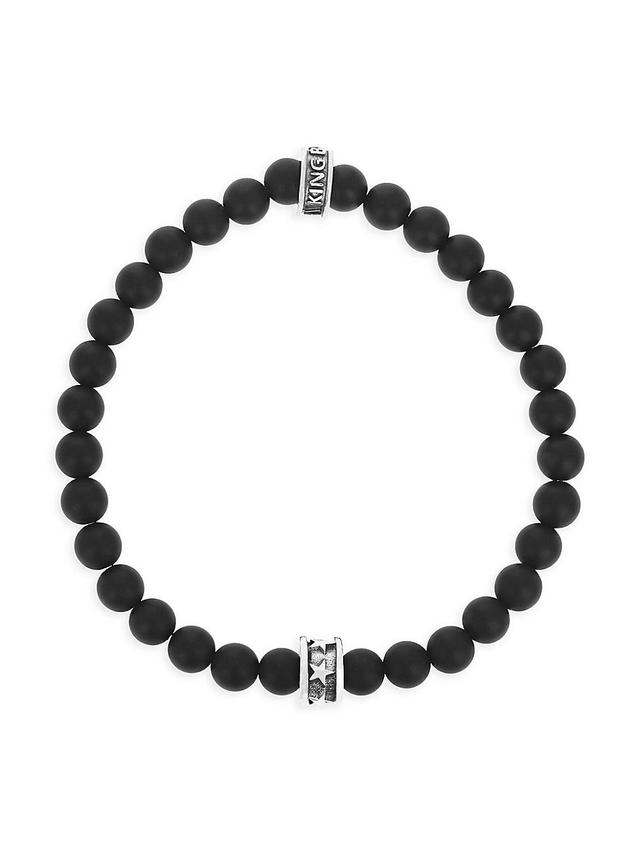 Mens Onyx Story Onyx& Stainless Steel Beaded Bracelet With Micro Stackable Star Ring Product Image