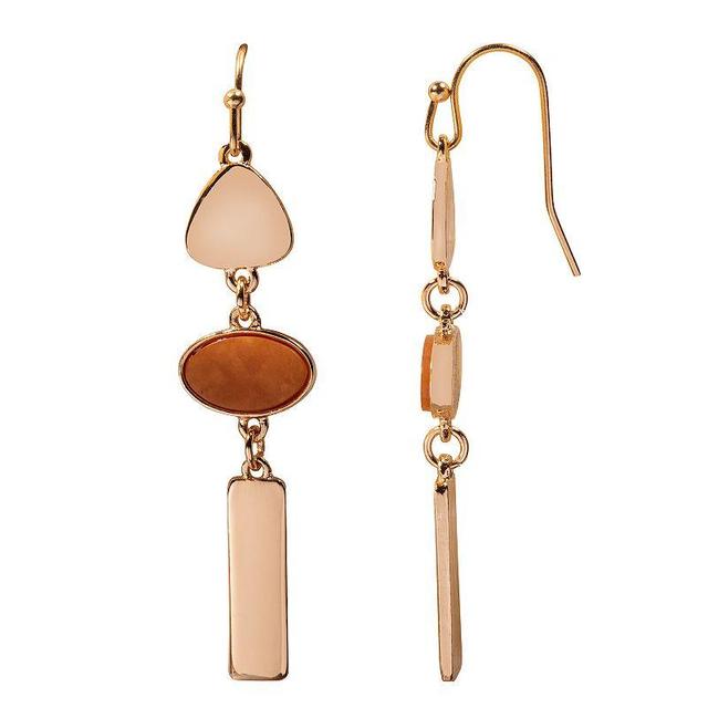 Sonoma Goods For Life Gold Tone Quartz Nickel Free Linear Drop Earrings, Womens, Brown Product Image